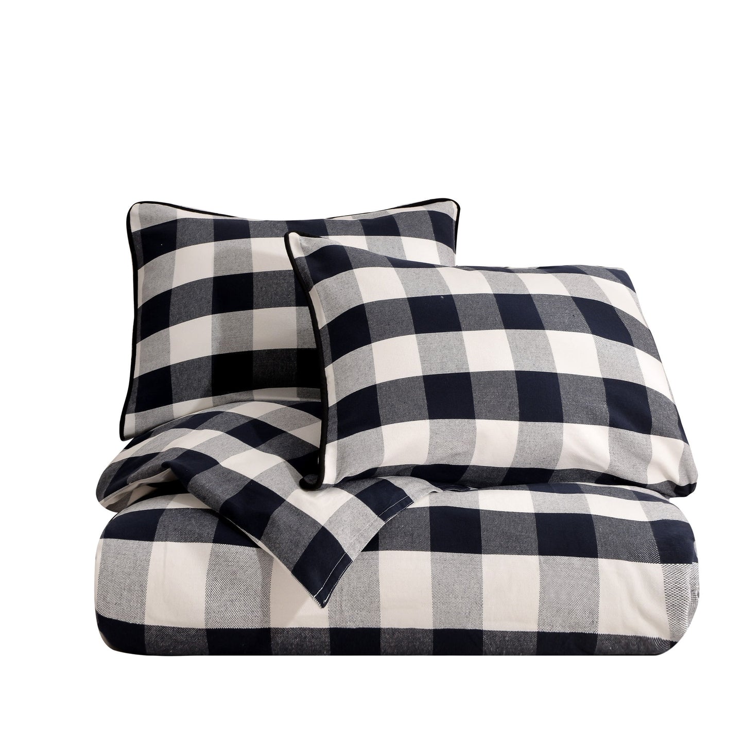 Camille - Full Buffalo Check Comforter Set (Set of 3) - Black / Natural