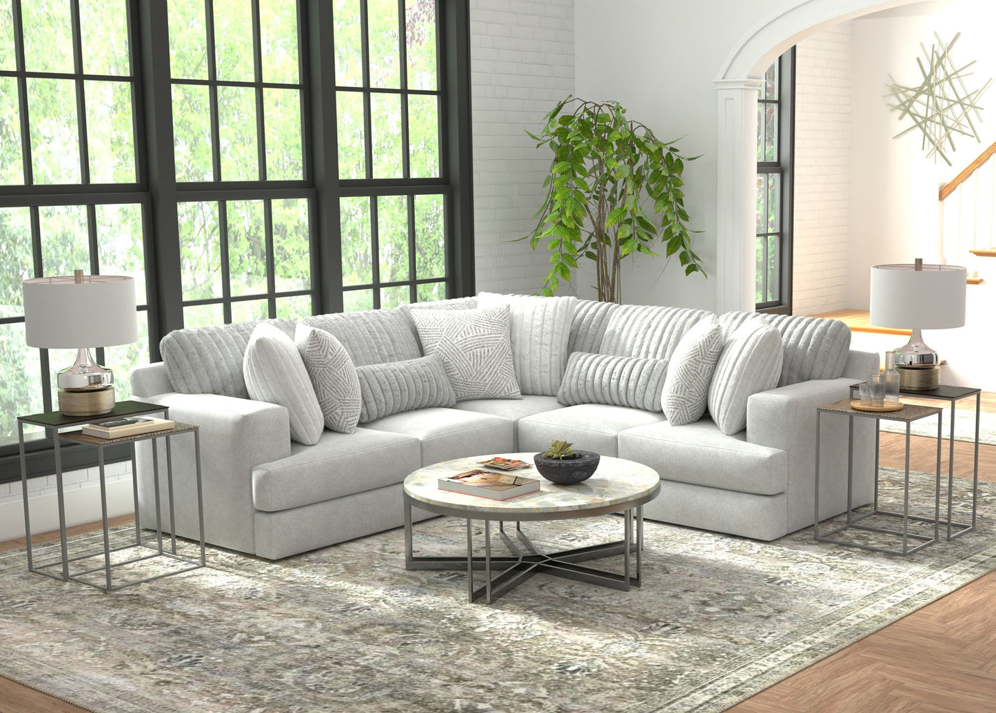 Logan - Upholstered Sectional With Comfort Coil Seating And Accent Pillows Included