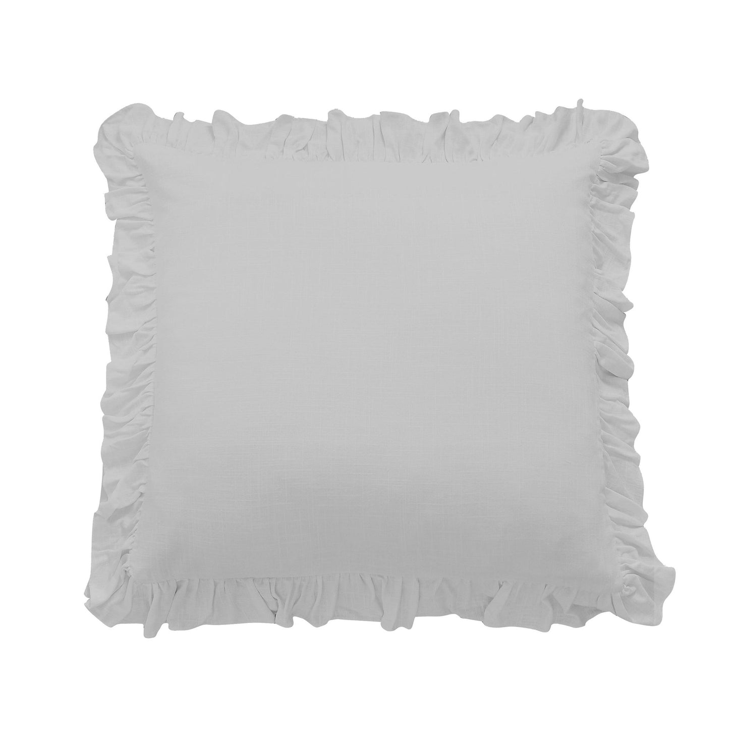 Lily - Washed Linen Ruffled Euro Sham - Light Gray