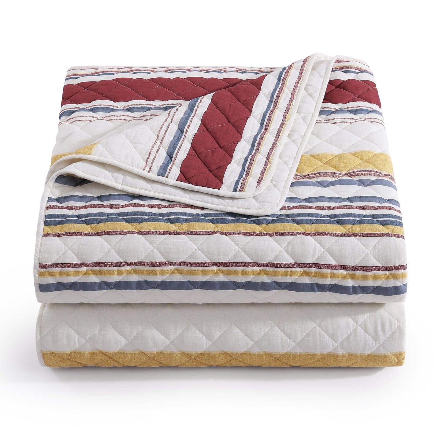Mystic Stripe - Full/Queen Cotton Gauze Quilt Set (Set of 3) - Merlot