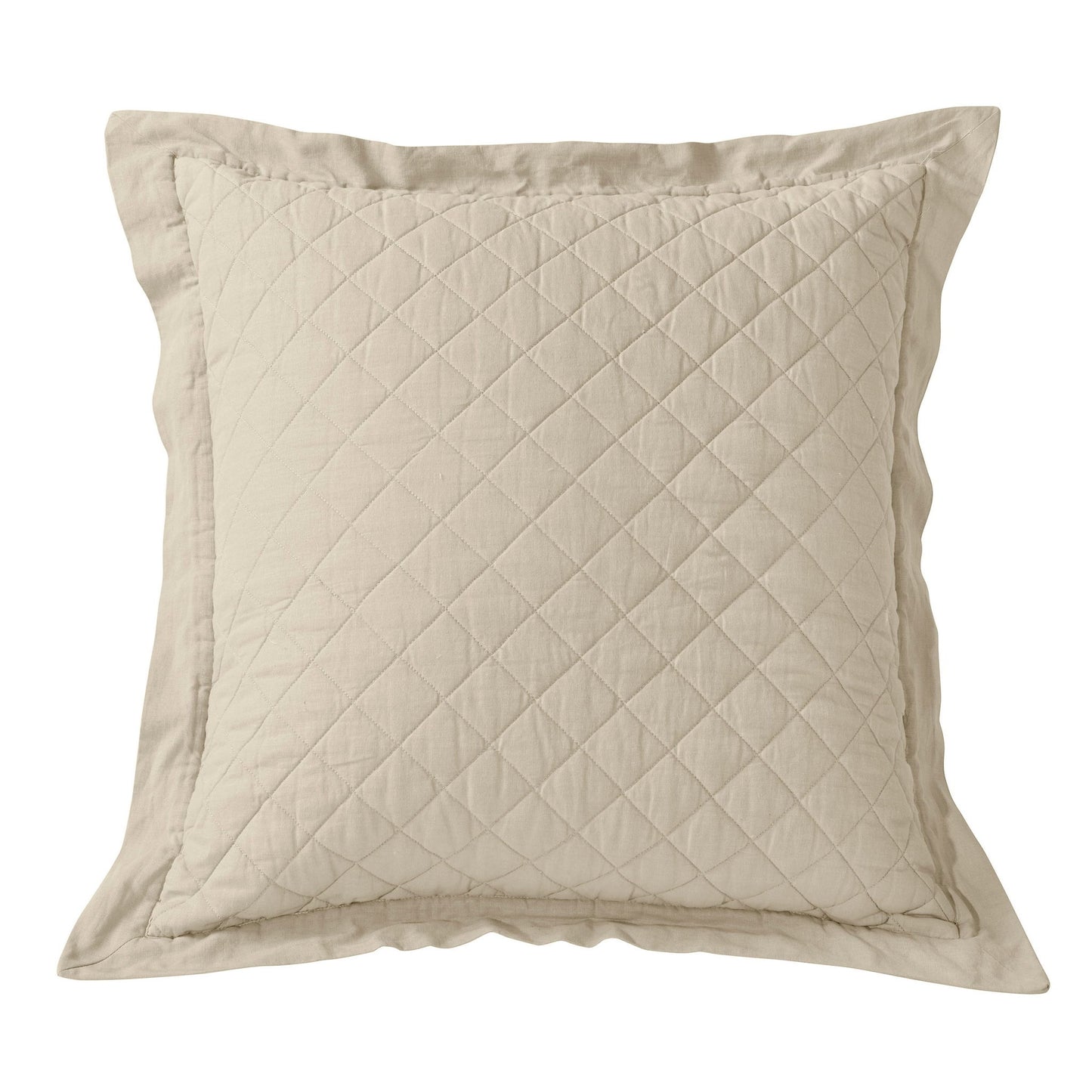 Diamond Linen - Linen Cotton Diamond Quilted Euro Sham - Light Tan