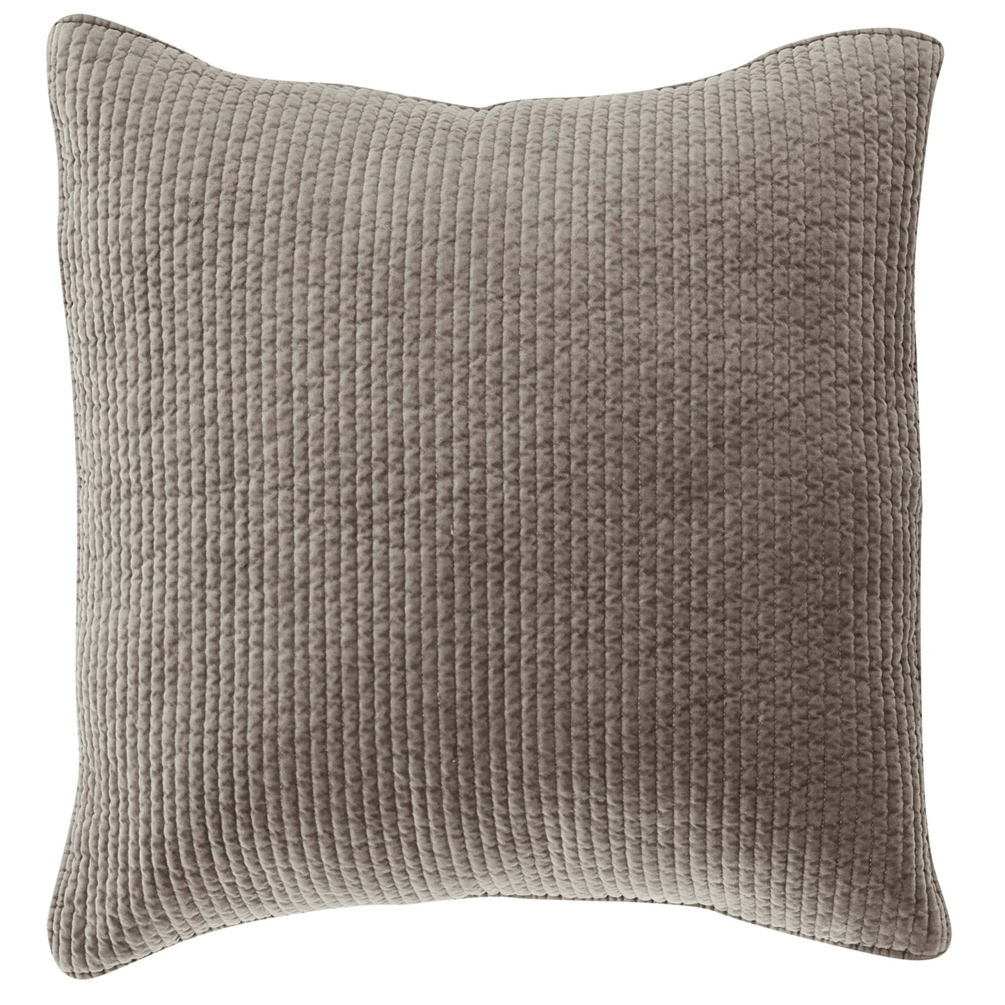 Stonewashed Cotton Velvet - Quilted Euro Sham - Taupe