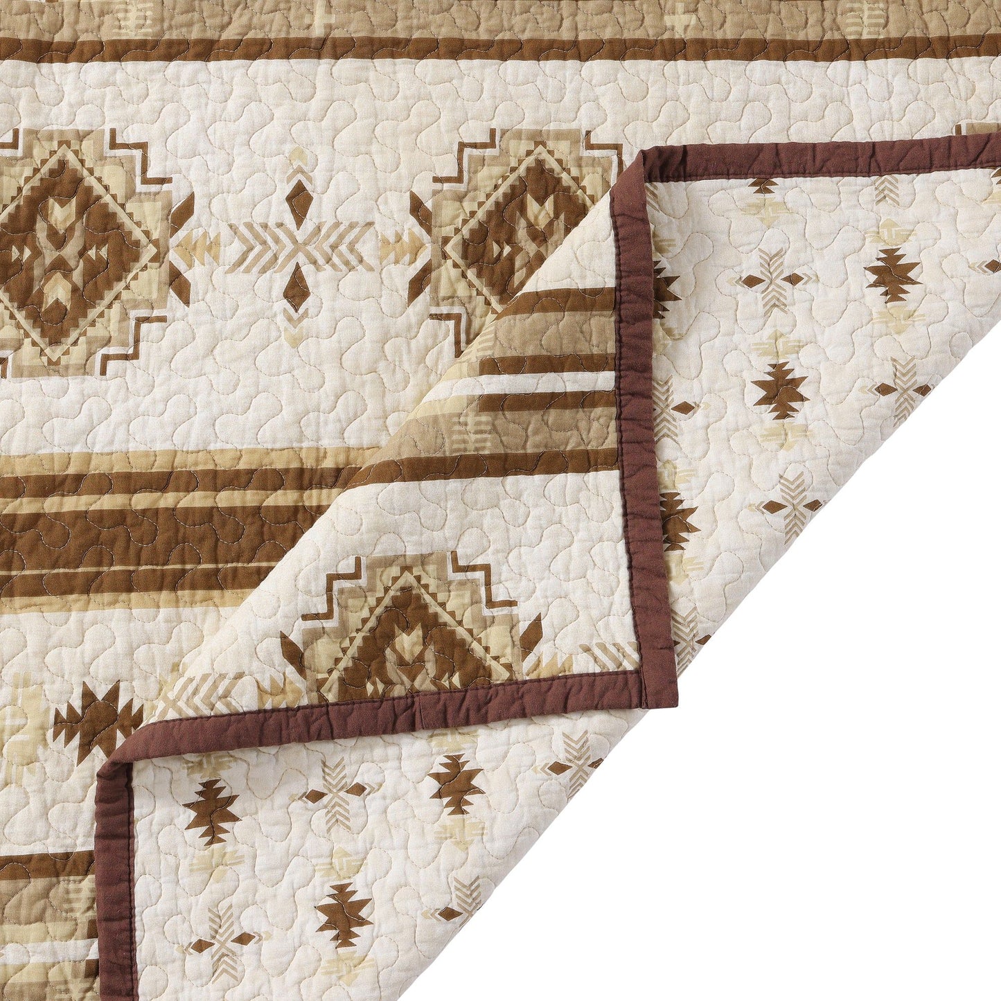 Dakota - Full/Queen Reversible Quilt Set With 2 Standard Shams (Set of 3) - Tan