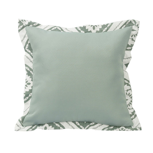 Belmont - Textured Fabric Graphic Printed Flanged Pillow - Green