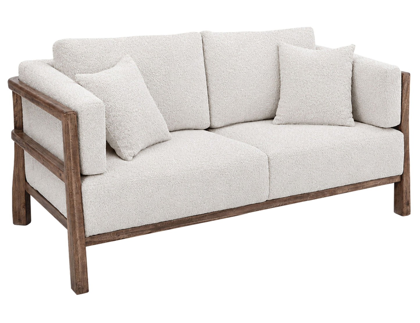 Roots - Wooden Frame Upholstered Loveseat - Talawa / Beige