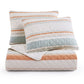 Mystic Stripe - King Cotton Gauze Quilt Set (Set of 3) - Coral