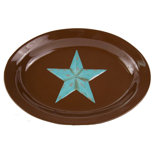 Rustic Star - Star Serving Platter - Brown / Turquoise