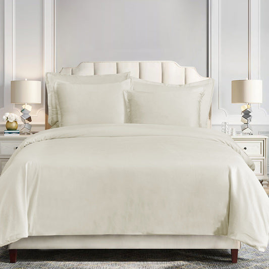 Simone - Queen Velvet Duvet Cover Set (Set of 3) - Cream