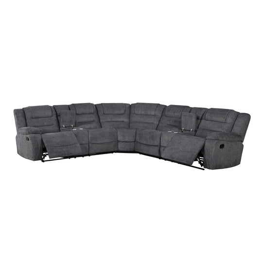 Redondo - 3 Piece Manual Sectional (2 Loveseats & Wedge) - Dark Gray