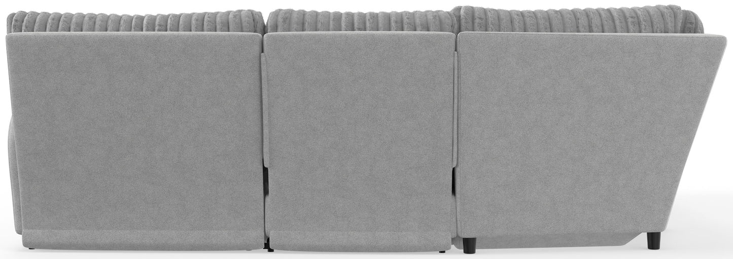 Abraxas - 6 Piece Power Reclining Sectional With Lay-Back Chaise, 2 Reclining Seats, And Included Cocktail Ottoman (LSF Chaise) - Moonstruck