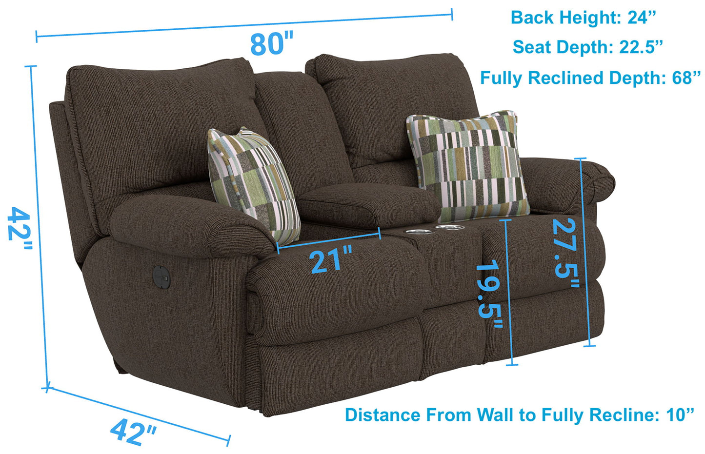 Lenny - Power Lay Flat Reclining Console Loveseat
