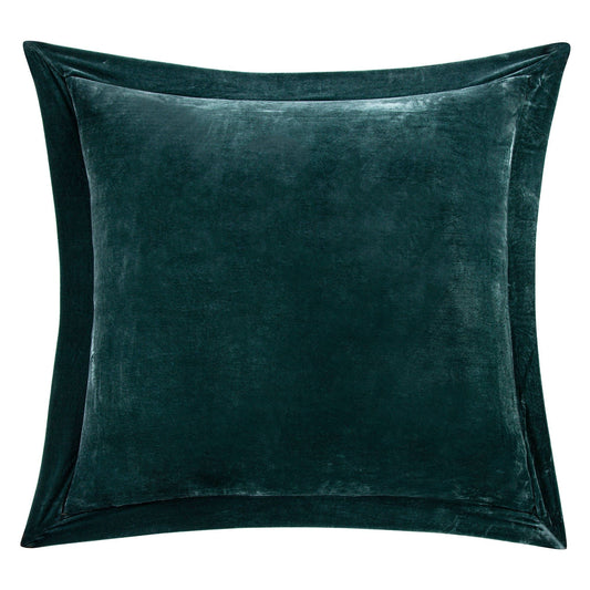 Stella - Faux Silk Velvet Flanged Euro Sham - Storm Blue