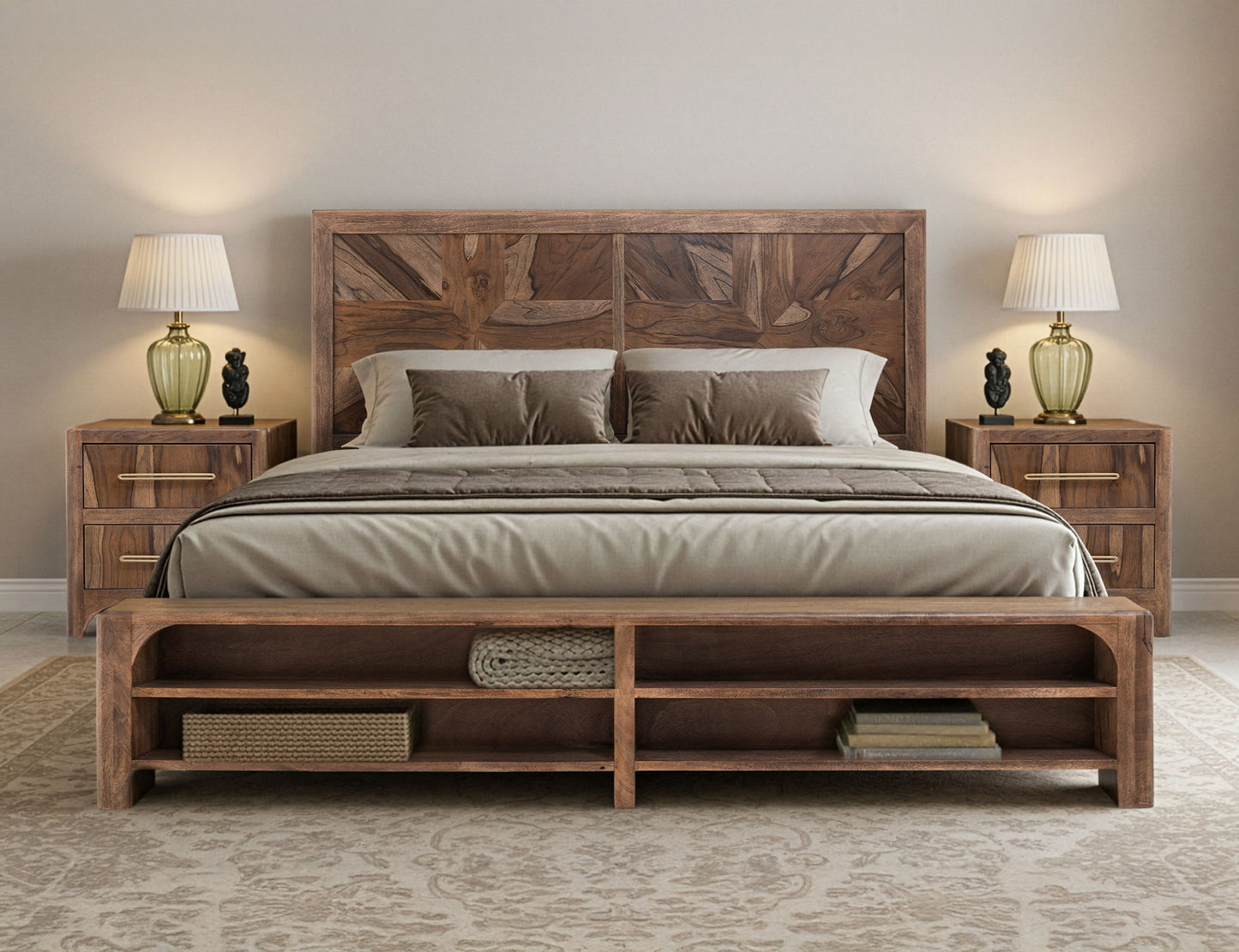 Praga - 2-Drawer Nightstand - Almond / Barrel Brown