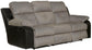 Felix - Sofa With 3 Recliners & Drop Down Table - Black / Granite