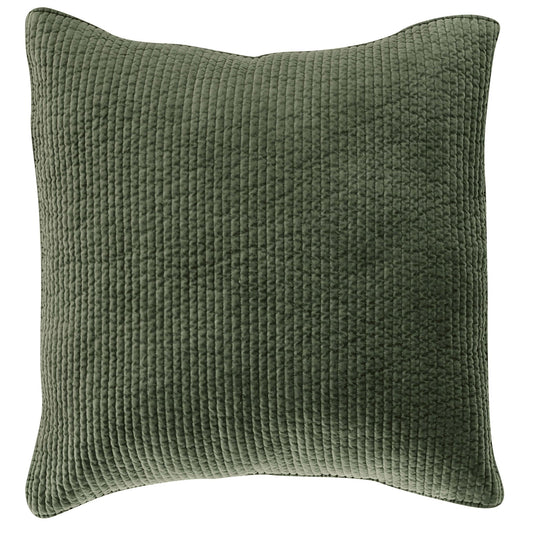 Stonewashed Cotton Velvet - Quilted Euro Sham - Fern Green