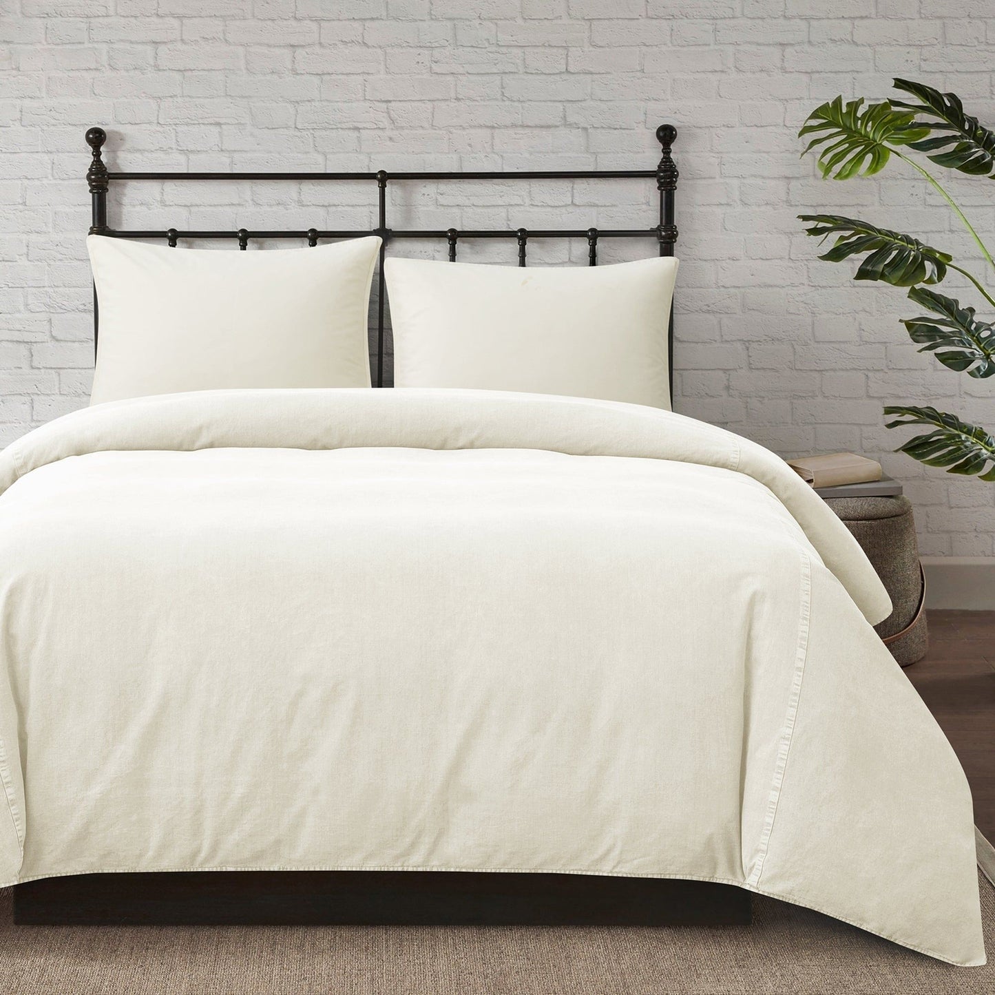 Cotton Canvas - Twin Stonewashed Duvet Cover Set (Set of 2) - Natural