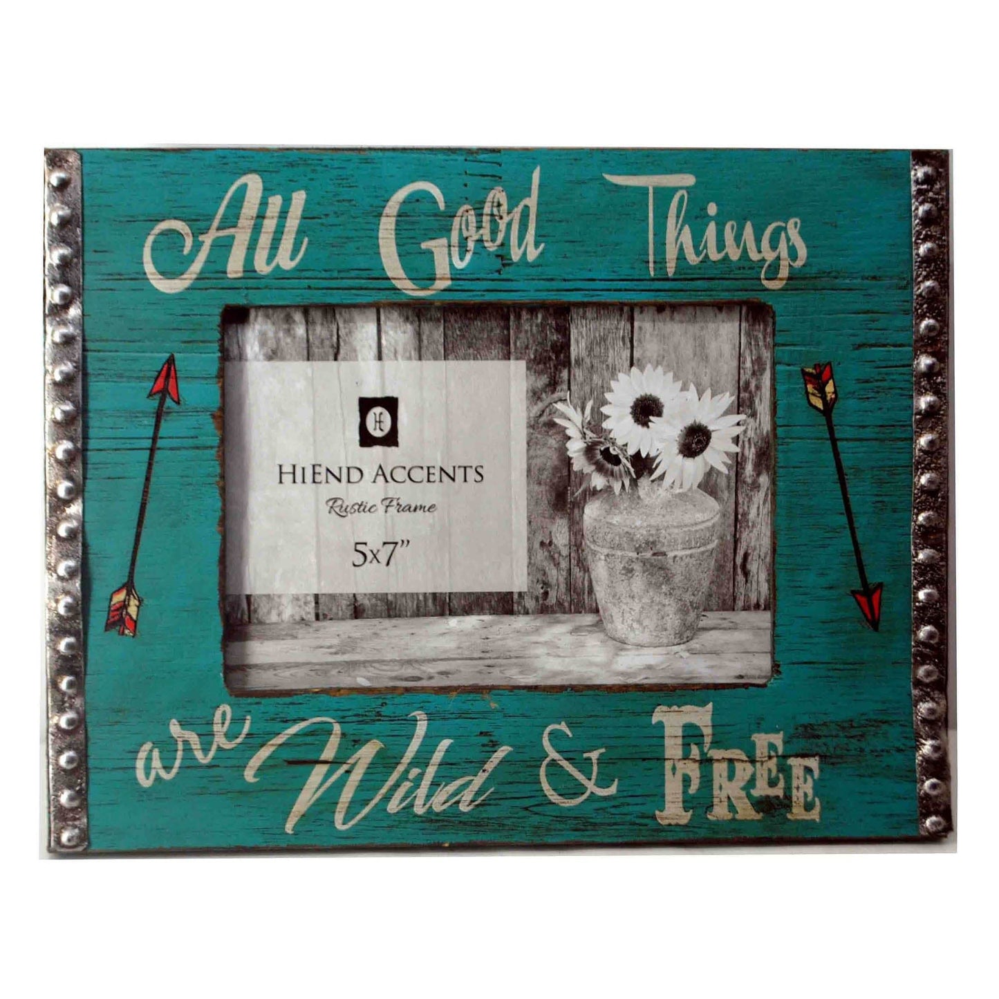 Picture Frame - 5" x 7" All Good Things Wooden Picture Frame  - Turquoise