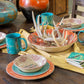 Tossed Feather - Feather Melamine Dinnerware Set (Set of 14) - Orange / Blue