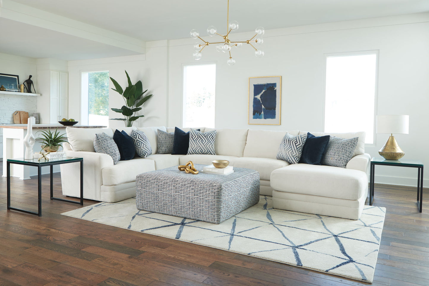 Polaris - Sectional With Comfort Coil Seating, 9 Included Accent Pillows And Included Cocktail Ottoman