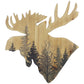 Wall Décor - 21" x 19.5" Moose Head Forest Cutout Rustic Wall Art  - Tan