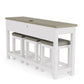 Cora - Workstation (Sofa Table With 3 Stools) - Cloud / Fog