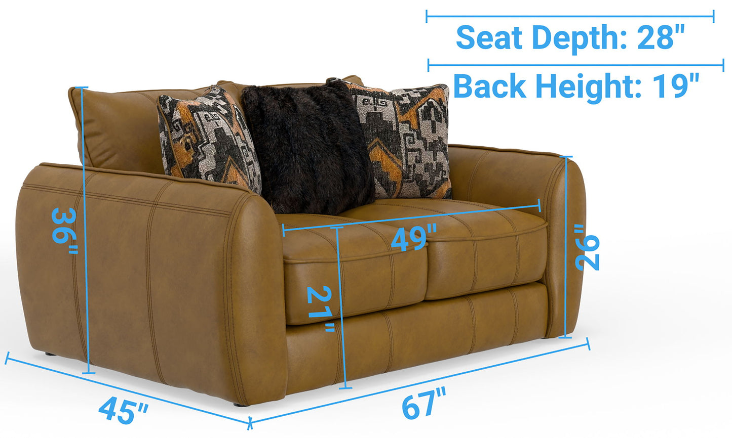 Corvara - Top Grain Italian Leather Match Loveseat - Caramel
