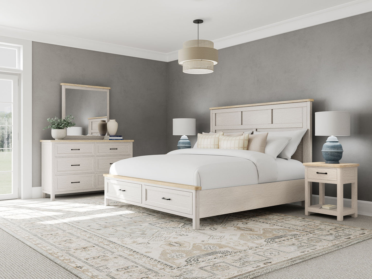 Glenndale - One Drawer Nightstand - Aged White / Wheat