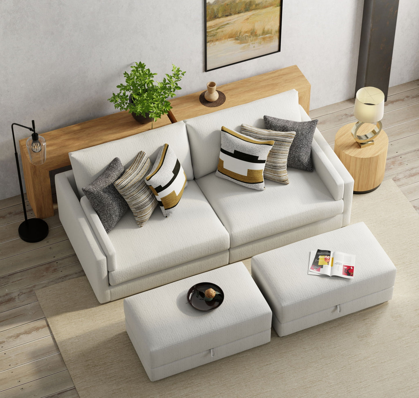 Trevor - Extra Deep Oversized Sofa With Included Storage Cocktail Ottoman