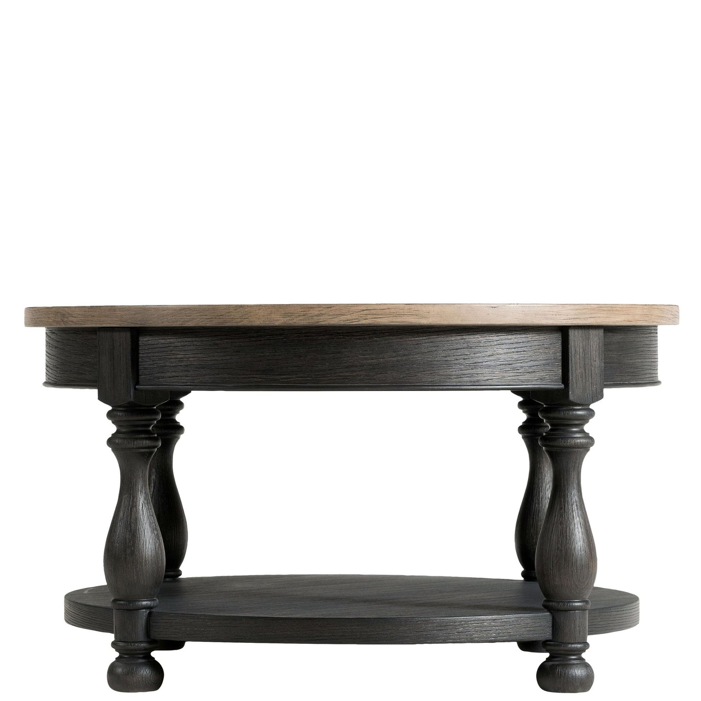 Barrington - 2 Tone Round Cocktail Table - Antique Oak / Matte Black