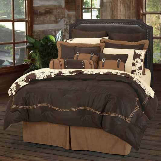 Rustic Barbwire - King Barbwire Comforter Set (Set of 7) - Chocolate