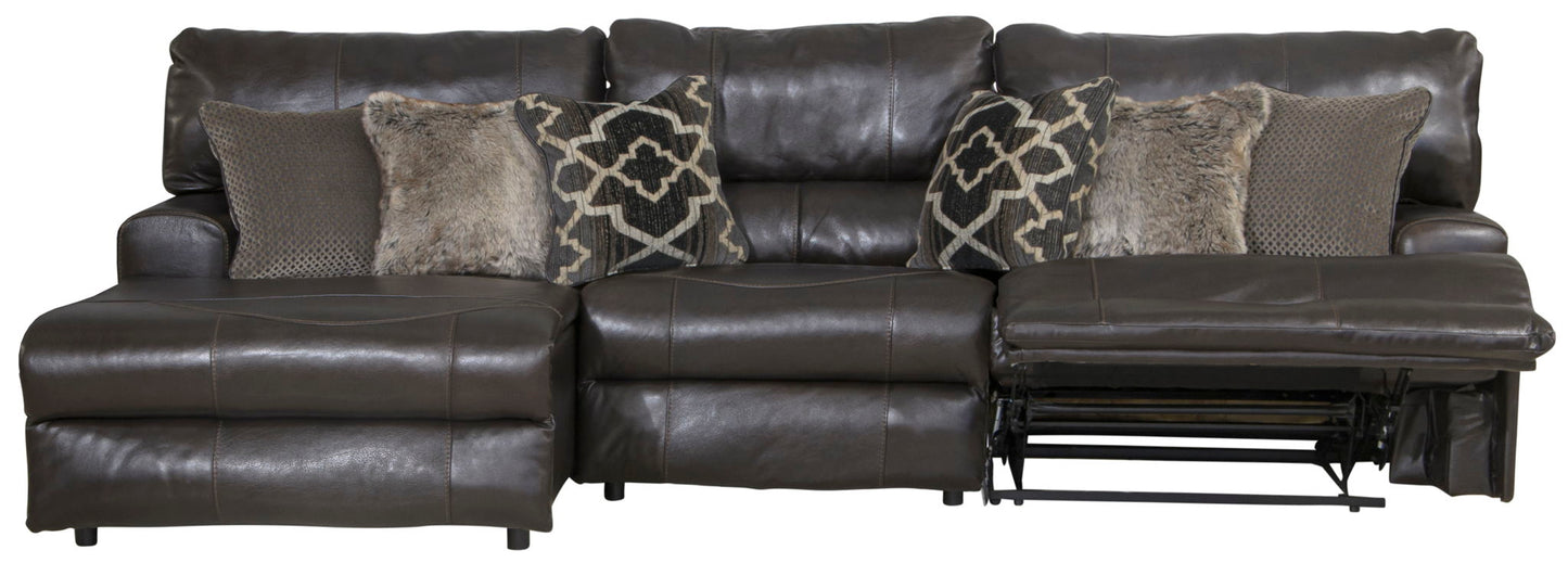 Como - 3 Piece Italian Leather Match Reclining Sectional