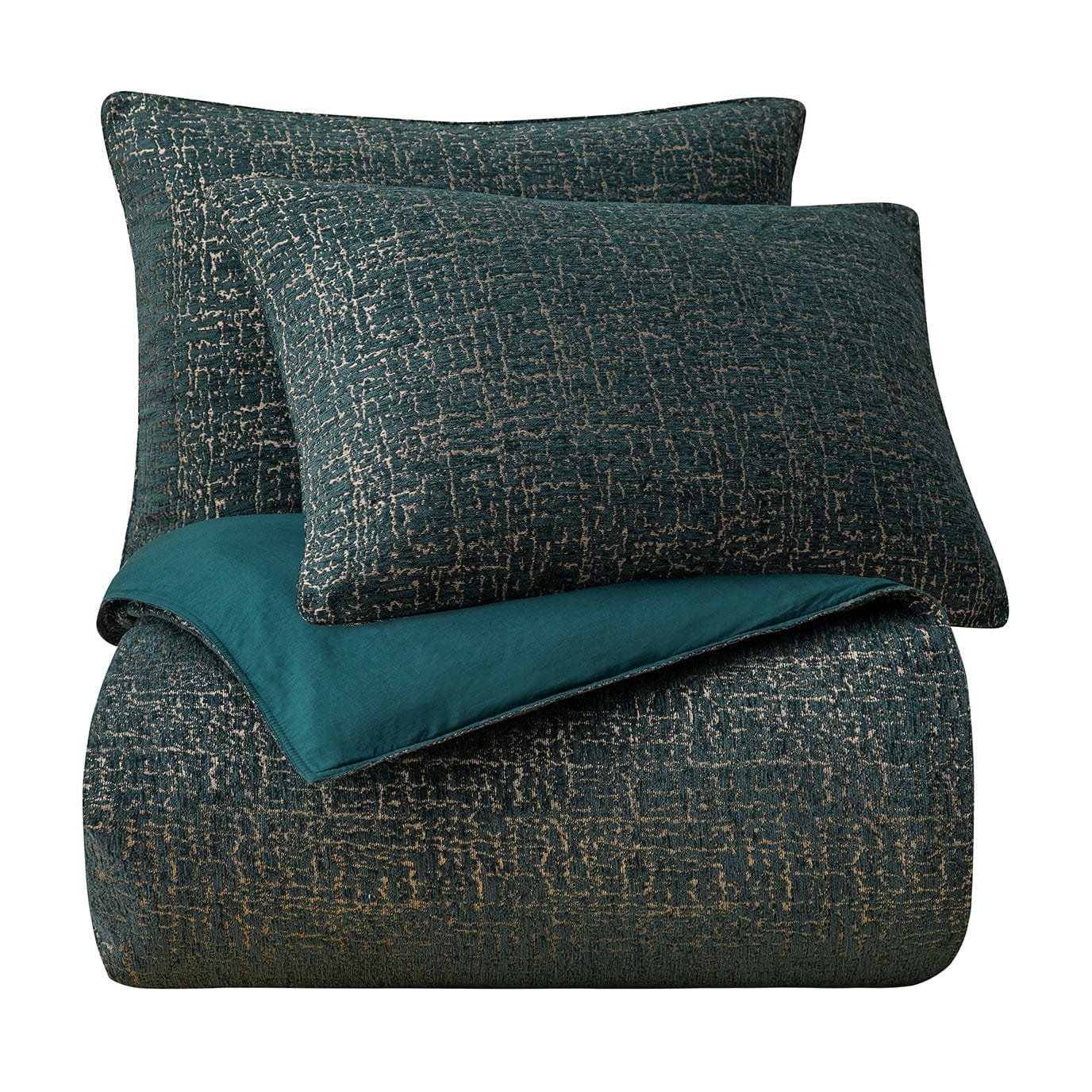 Hayworth - Queen Comforter Set (Set of 3) - Deep Teal / Gold