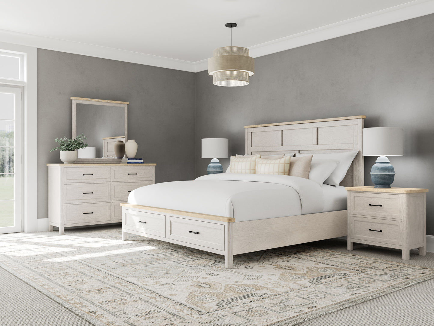 Glenndale - Dresser Mirror - Aged White