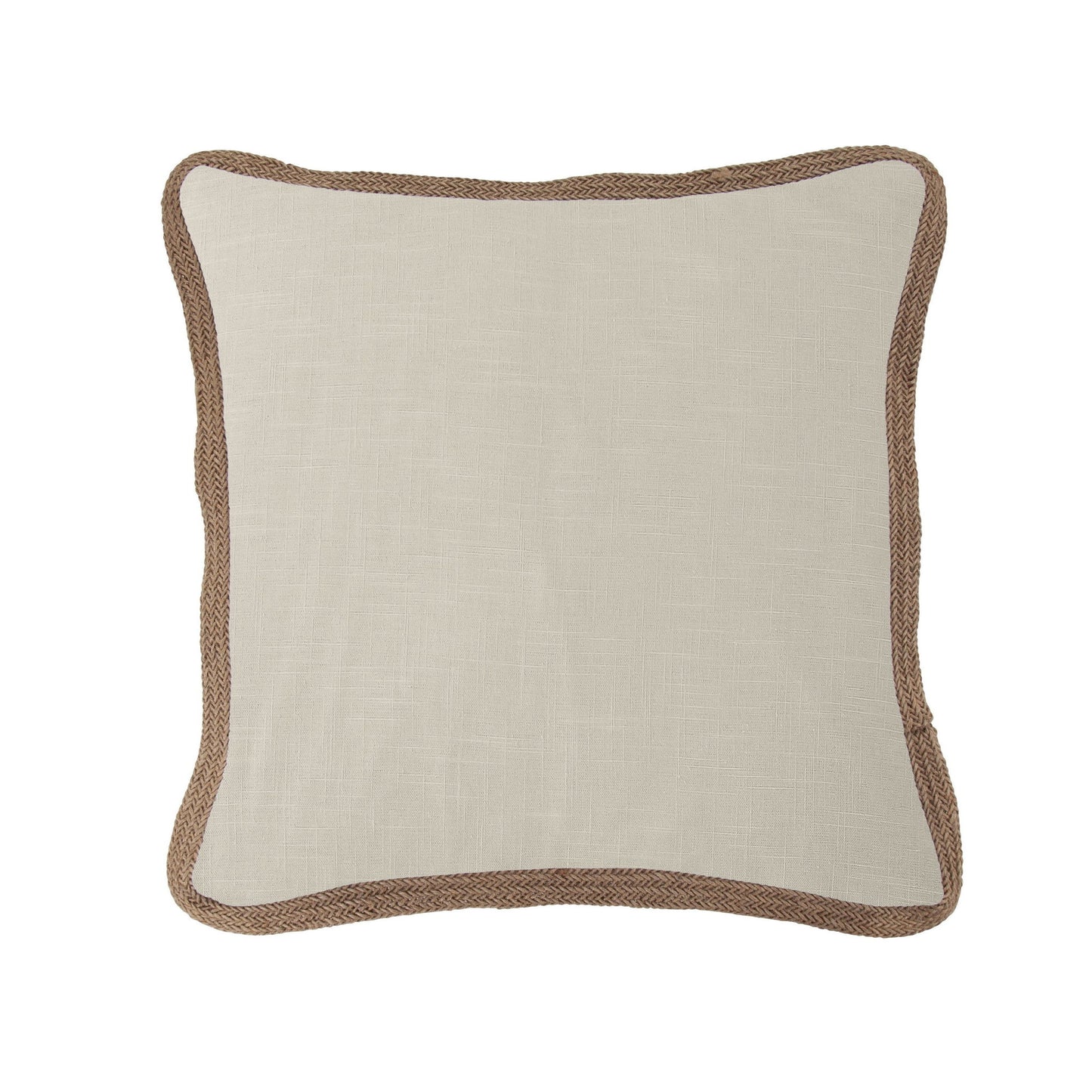 Luna - Washed Linen Jute Trimmed Pillow - Light Tan