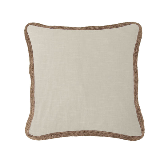 Luna - Washed Linen Jute Trimmed Pillow - Light Tan