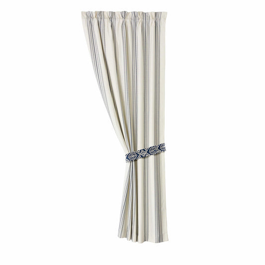 St. Clair - Striped Curtain Set (Set of 2) - White & Navy