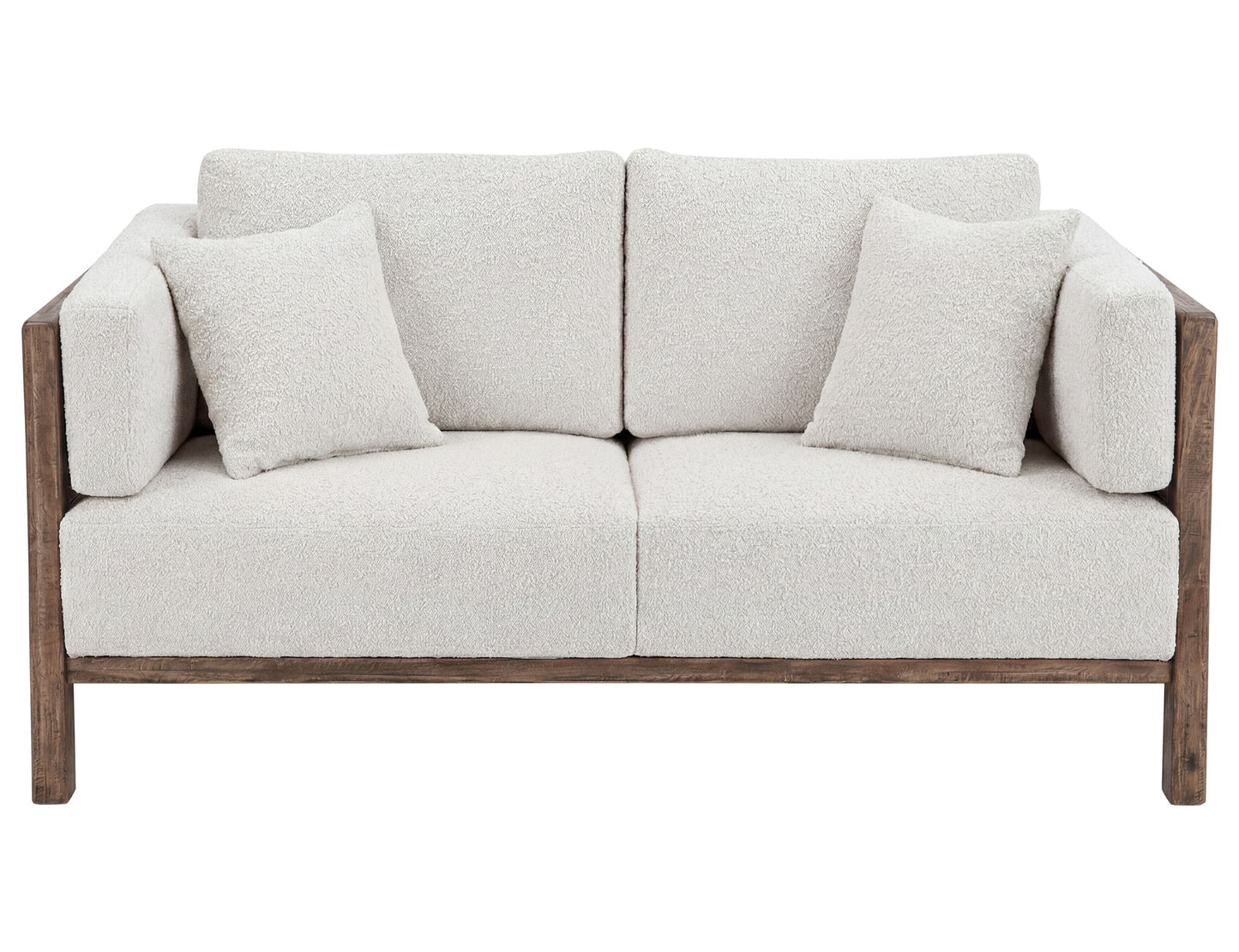 Roots - Wooden Frame Upholstered Loveseat - Talawa / Beige