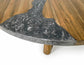 Silver - Round Dining Table With Resin River - Brown