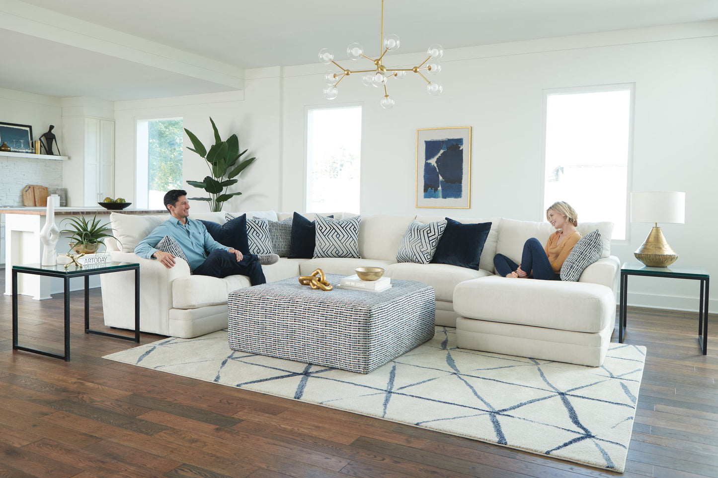 Polaris - Sectional With Comfort Coil Seating, 9 Included Accent Pillows And Included Cocktail Ottoman