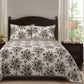 Lyla - King Reversible Floral Print Quilt Set (Set of 3) - White / Brown