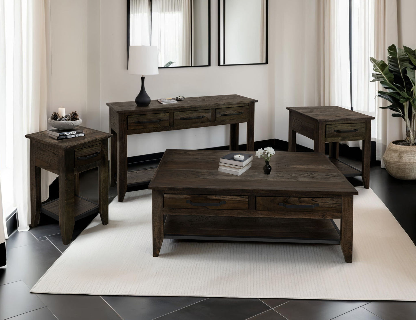 Teak - Chairside Table - Oil Black