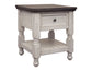 Stone - End Table With 1 Drawer And Shelf - Antiqued Ivory / Weathered Gray