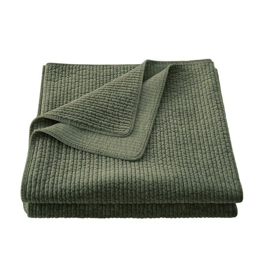 Stonewashed Cotton Velvet - King Quilt - Fern Green