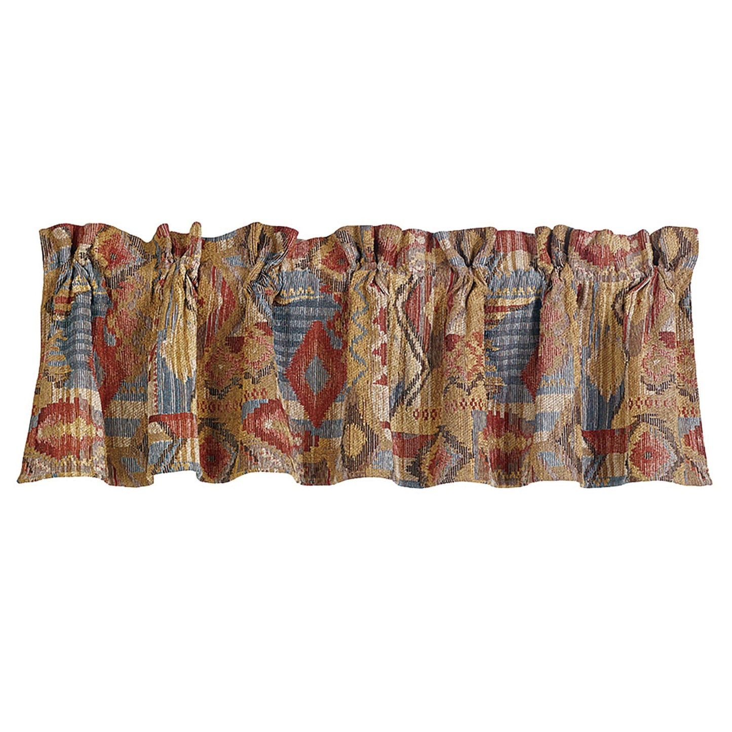 Ruidoso - Patchwork Valance - Tan / Red / Blue