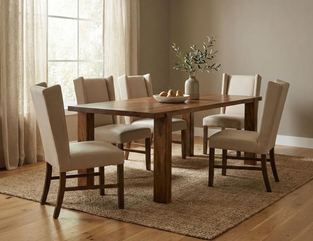 Silver - Rectangular Dining Table - Brown