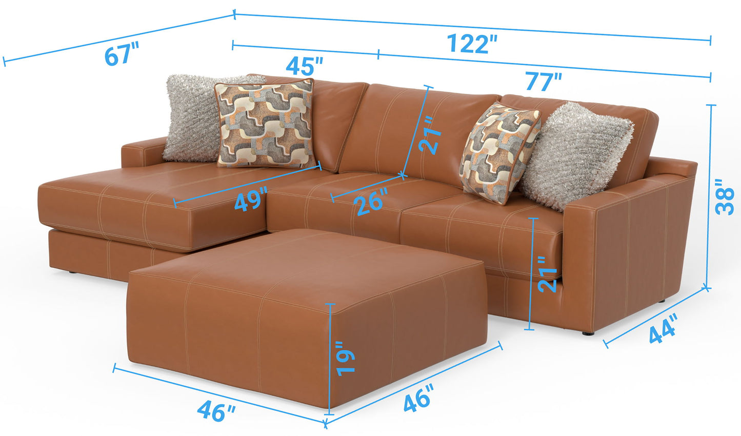 Minori - Italian Leather Sofa / Chaise And Cocktail Ottoman