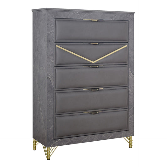 Symmetry - 5 Drawer Chest - Charcoal
