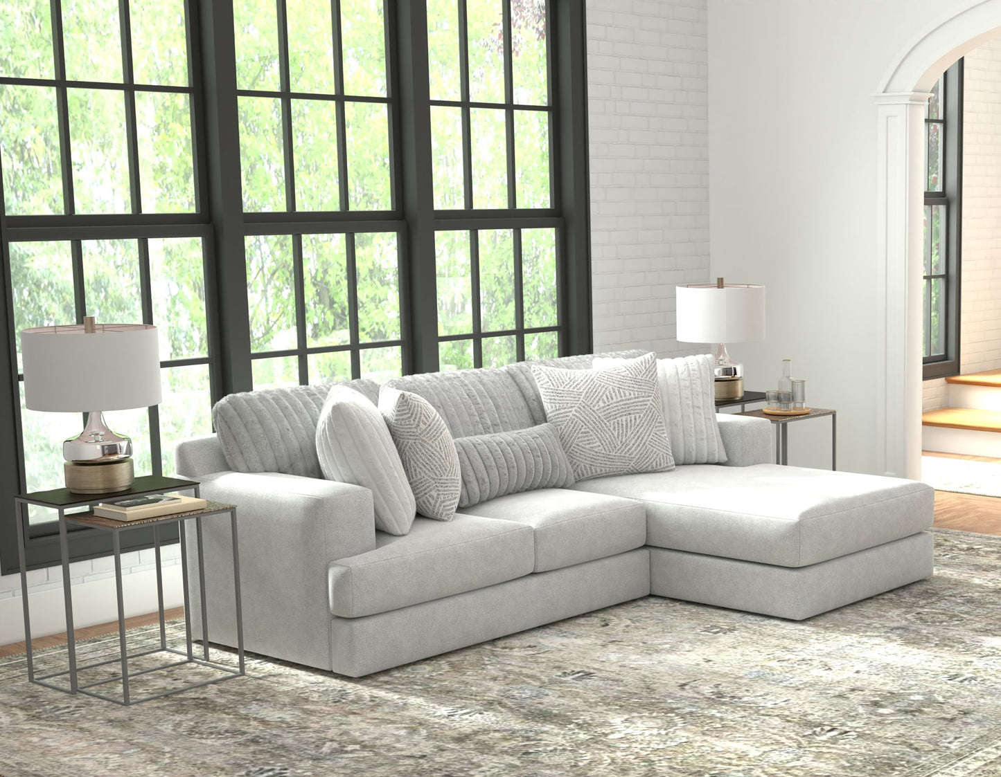 Logan - Upholstered Sectional With Comfort Coil Seating And Accent Pillows Included