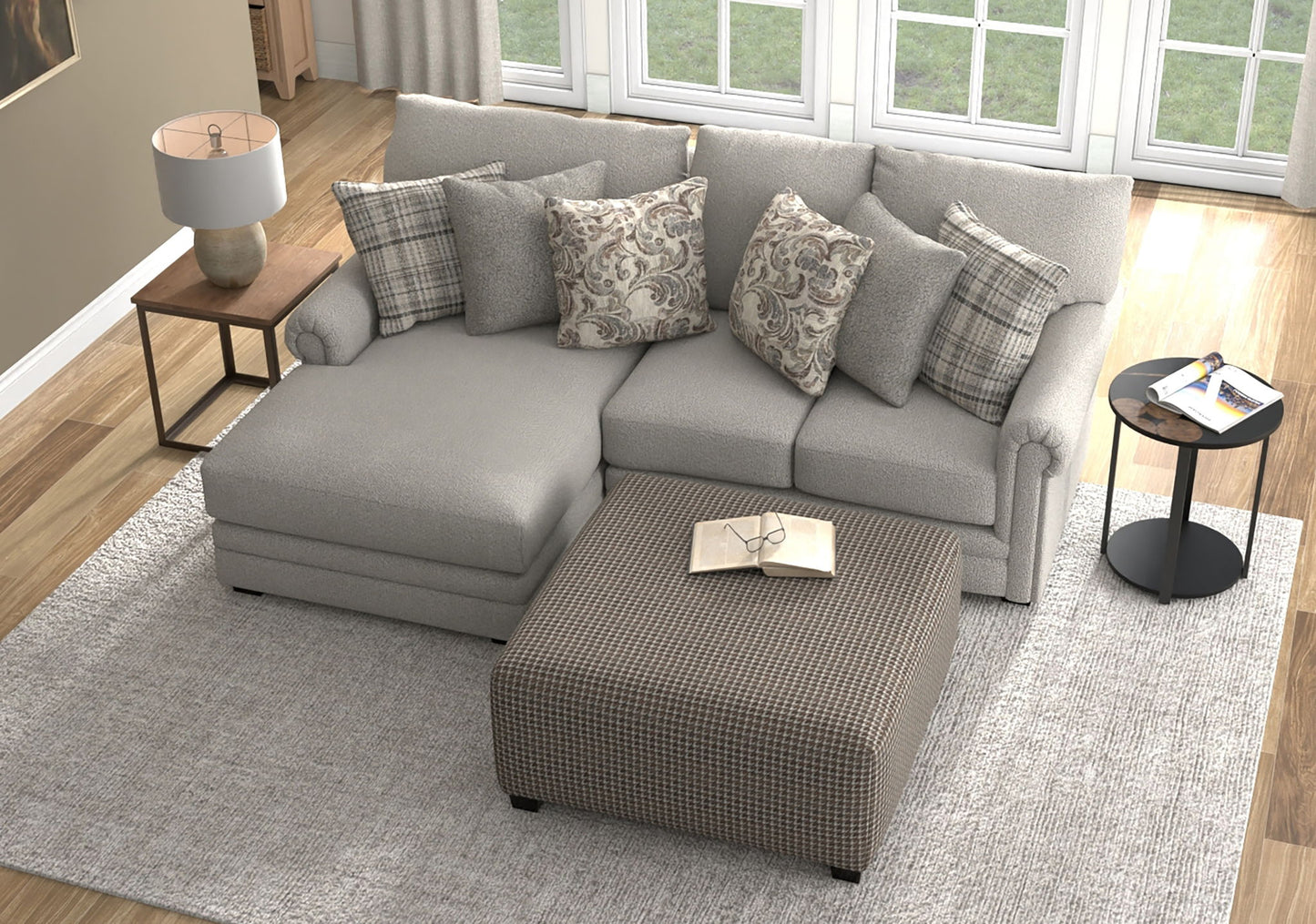 Livingston - Sectional With Comfort Coil Seating, 40" Cocktail Ottoman And Accent Pillows Included