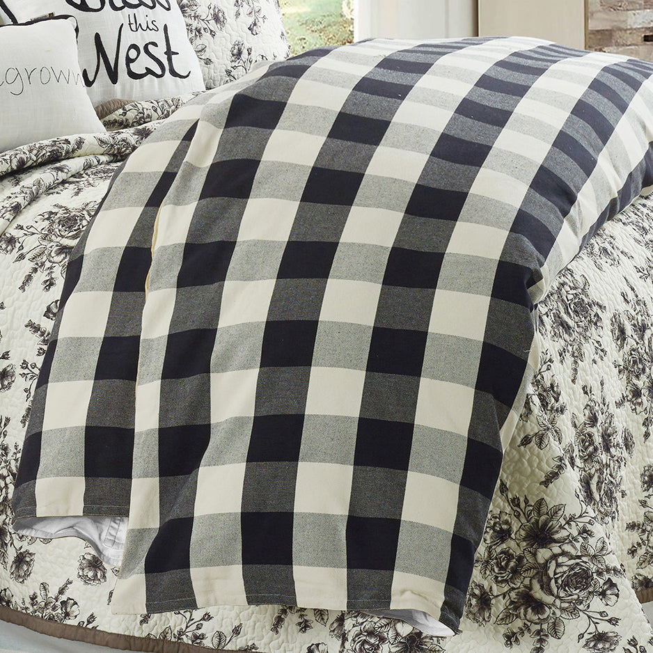 Camille - Queen Buffalo Check Comforter Set (Set of 3) - Black / Natural
